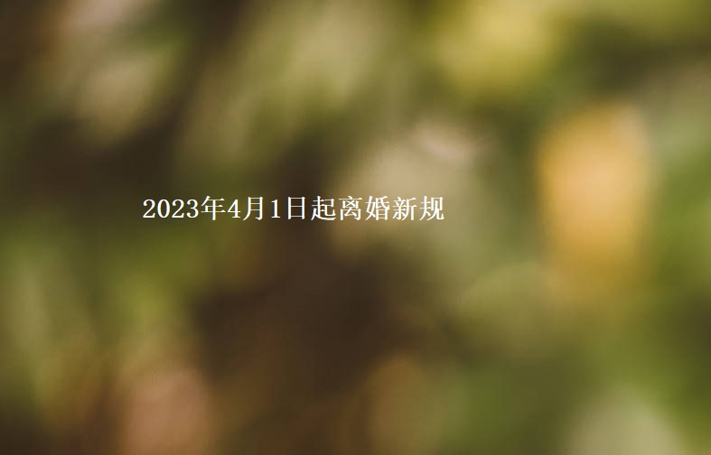 2023年4月1日起离婚新规 离婚新规没有冷静期53713